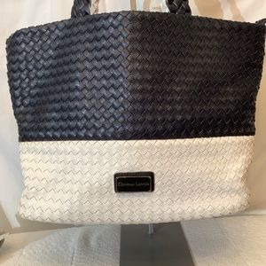 EUC Christian Lacroix navy white tote bag